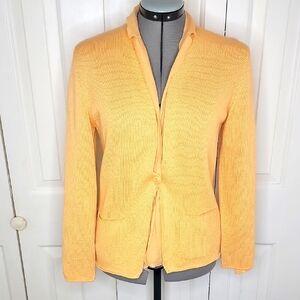 Giorgio Of Palm Beach Linen Blend Cardigan Sweater Size Medium One Button Orange